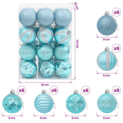 vidaXL Christmas Ball Set 36 pcs Turquoise 6 cm Polystyrene