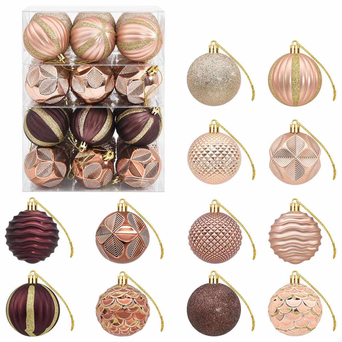vidaXL Christmas Ball Set 36 pcs Champagne and Brown 6 cm Polystyrene
