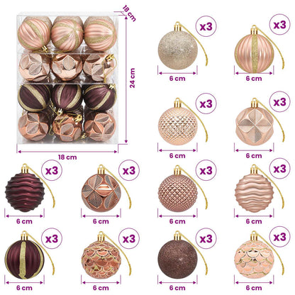 vidaXL Christmas Ball Set 36 pcs Champagne and Brown 6 cm Polystyrene