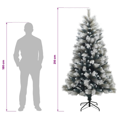 vidaXL Artificial Hinged Christmas Tree 210 cm PVC and Metal