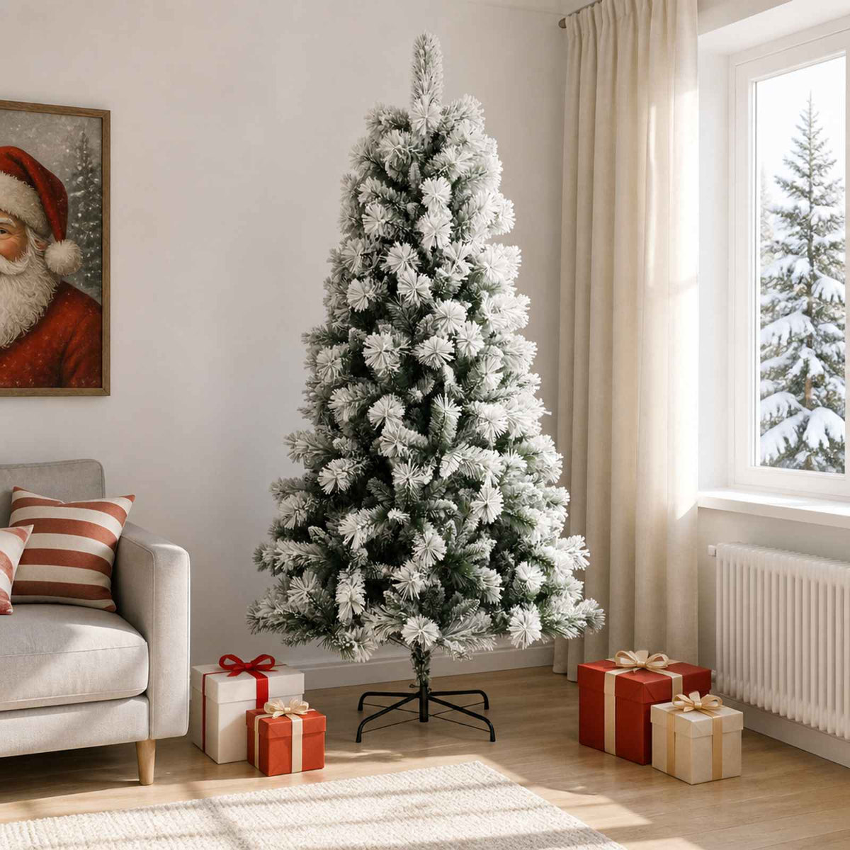 vidaXL Artificial Hinged Christmas Tree 210 cm PVC and Metal