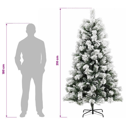 vidaXL Artificial Hinged Christmas Tree 210 cm PVC and Metal