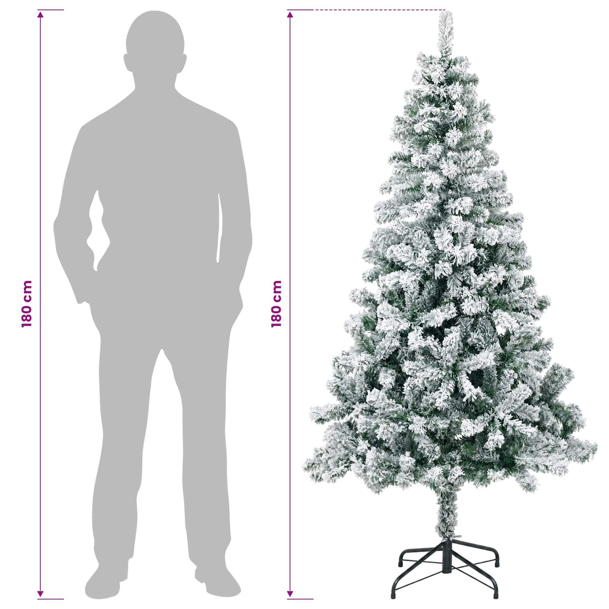 vidaXL Artificial Christmas Tree 180 cm PVC and Steel Green and White