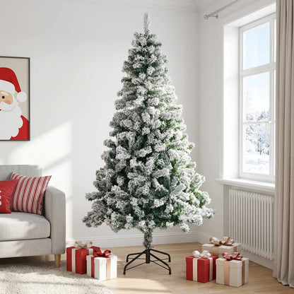 vidaXL Artificial Christmas Tree 240 cm PVC and Steel Green and White