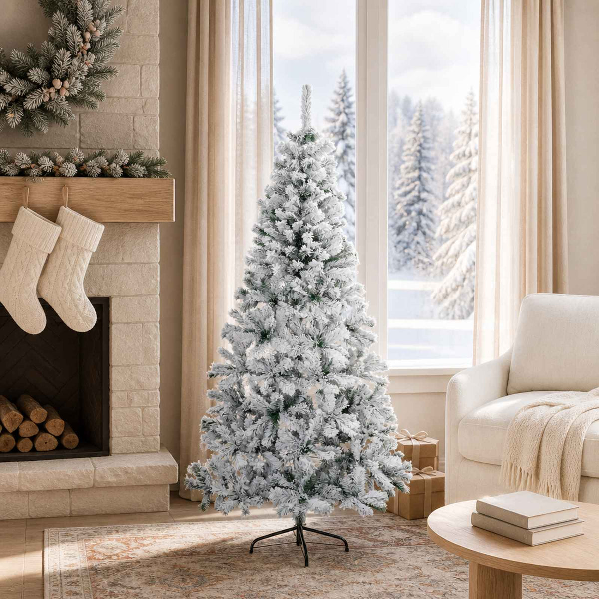 vidaXL Artificial Christmas Tree 120 cm PVC and Steel Green and White