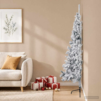 vidaXL Artificial Christmas Tree 180 cm PVC and Steel Green and White