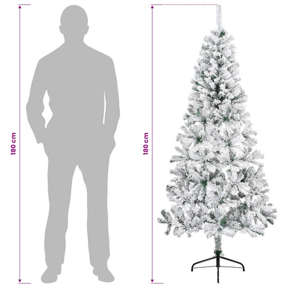 vidaXL Artificial Christmas Tree 180 cm PVC and Steel Green and White