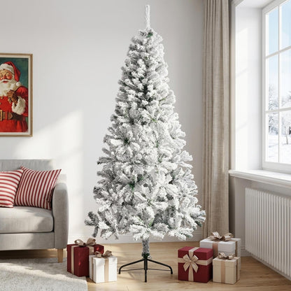 vidaXL Artificial Christmas Tree 240 cm PVC and Steel Green and White