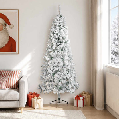 vidaXL Artificial Christmas Tree 210 cm PVC and Steel Green and White