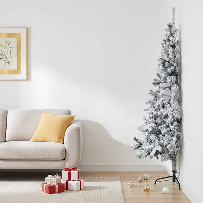 vidaXL Artificial Christmas Tree 210 cm PVC and Steel Green and White