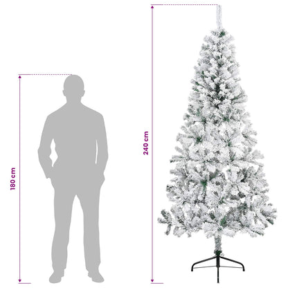 vidaXL Artificial Christmas Tree 240 cm PVC and Steel Green and White
