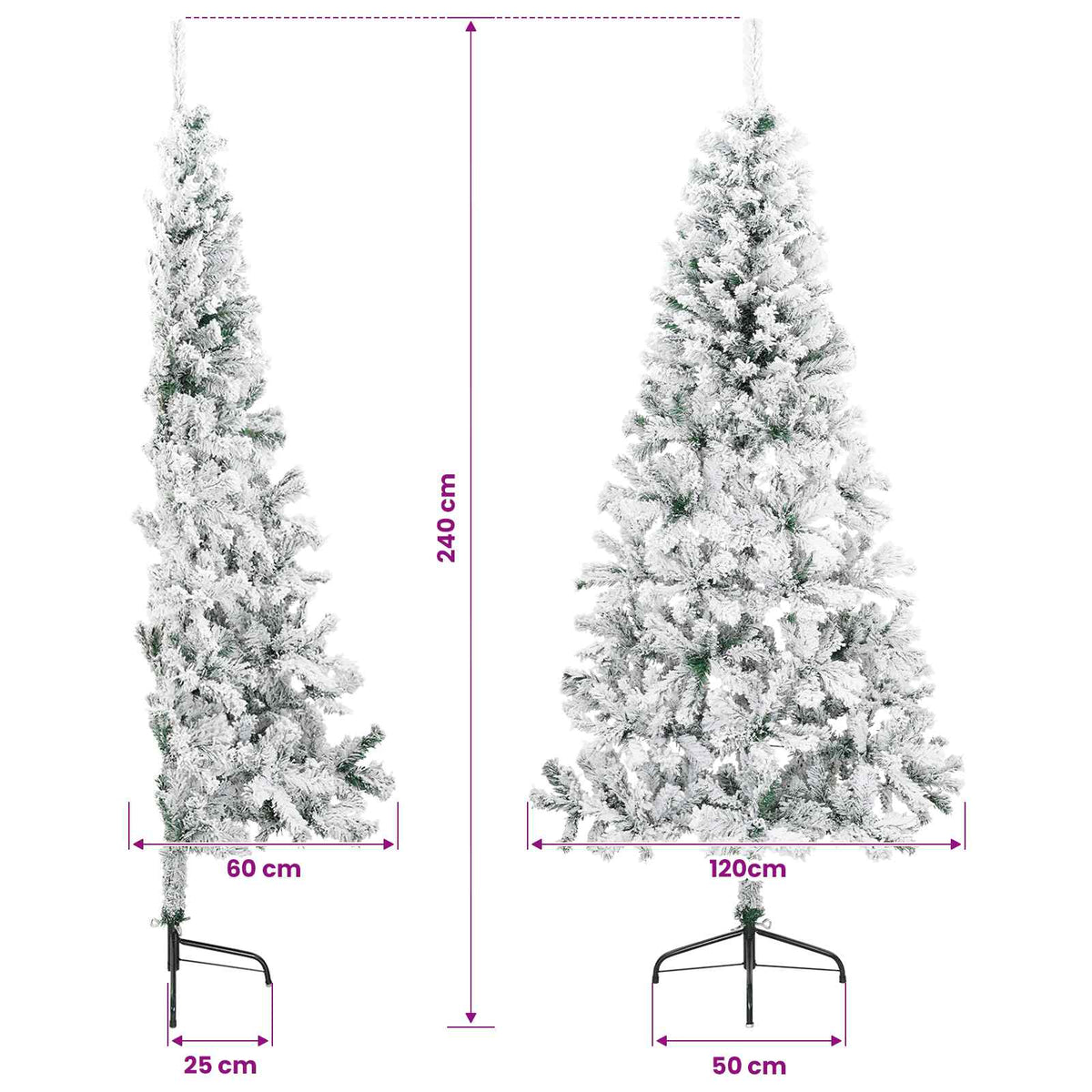 vidaXL Artificial Christmas Tree 240 cm PVC and Steel Green and White