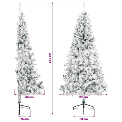 vidaXL Artificial Christmas Tree 240 cm PVC and Steel Green and White