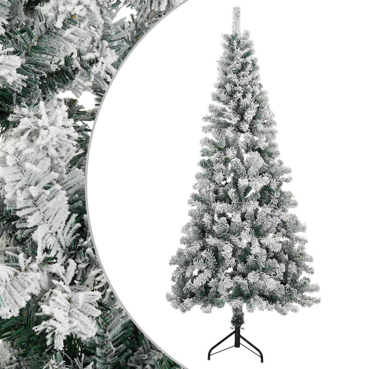 vidaXL Artificial Christmas Tree 210 cm PVC and Steel Green and White