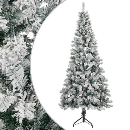 vidaXL Artificial Christmas Tree 210 cm PVC and Steel Green and White