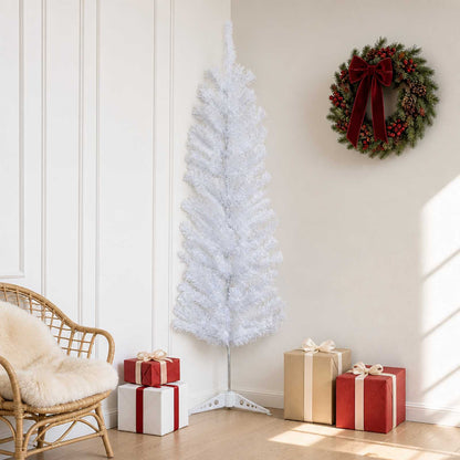 vidaXL Artificial Slim Christmas Tree 150 cm PVC and Steel White