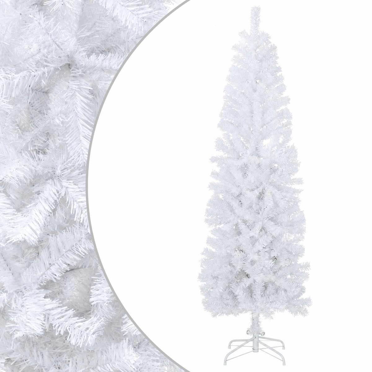 vidaXL Artificial Slim Christmas Tree 240 cm PVC and Steel White