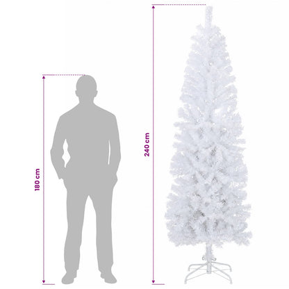 vidaXL Artificial Slim Christmas Tree 240 cm PVC and Steel White