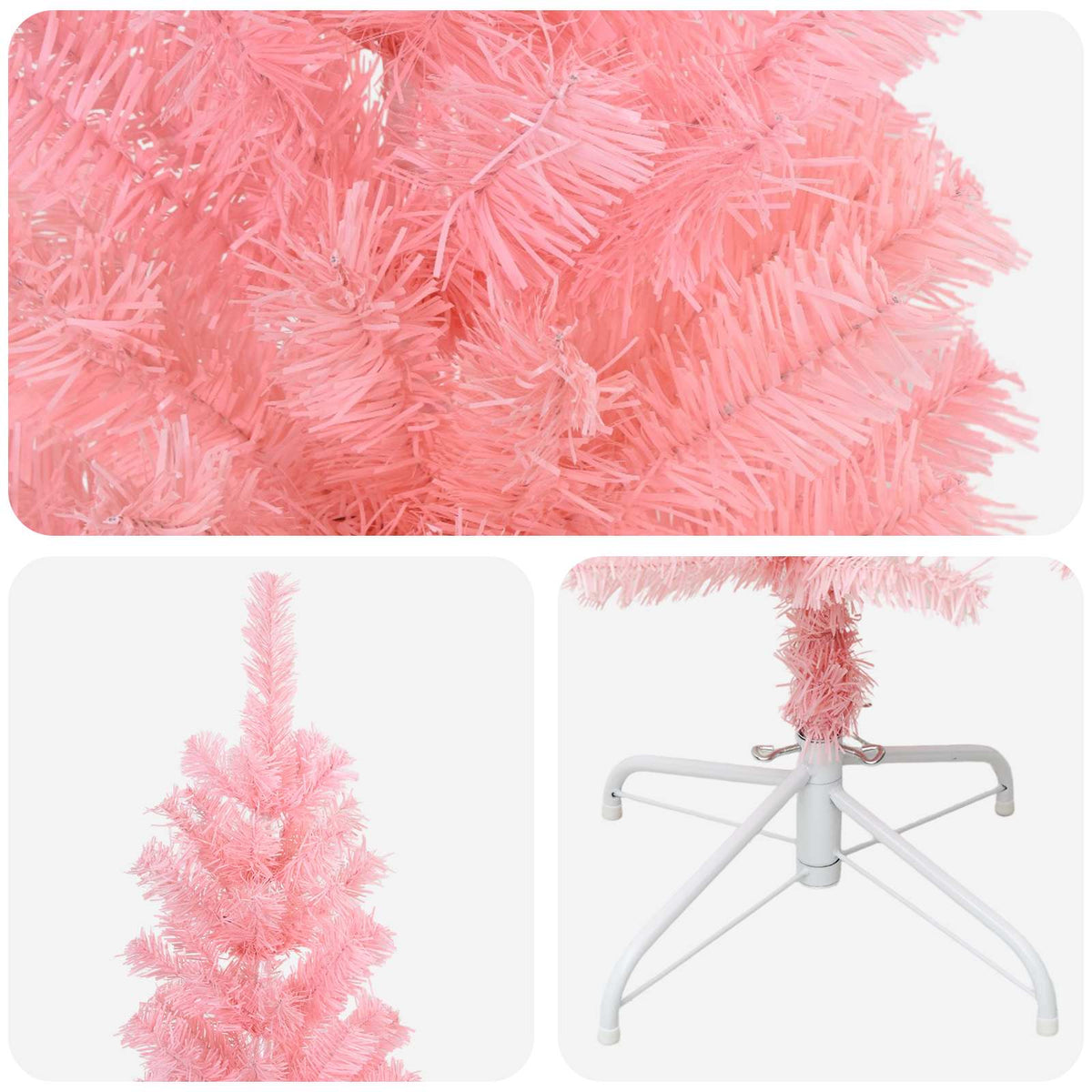 vidaXL Artificial Slim Christmas Tree 240 cm PVC and Steel Pink
