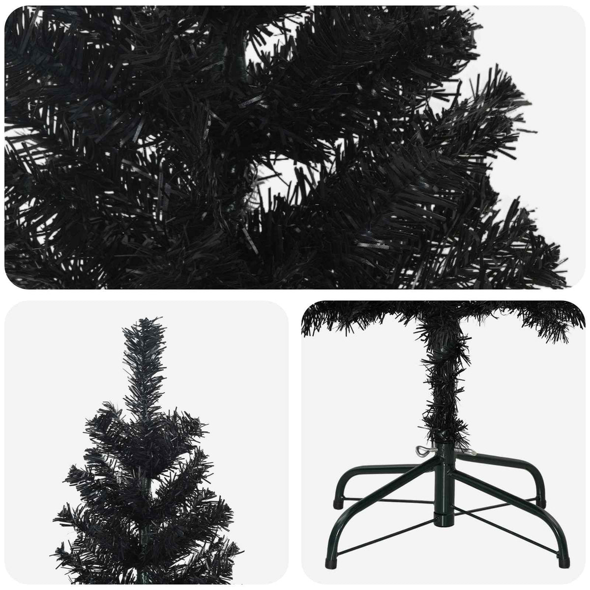 vidaXL Artificial Slim Christmas Tree 210 cm PVC and Steel Black