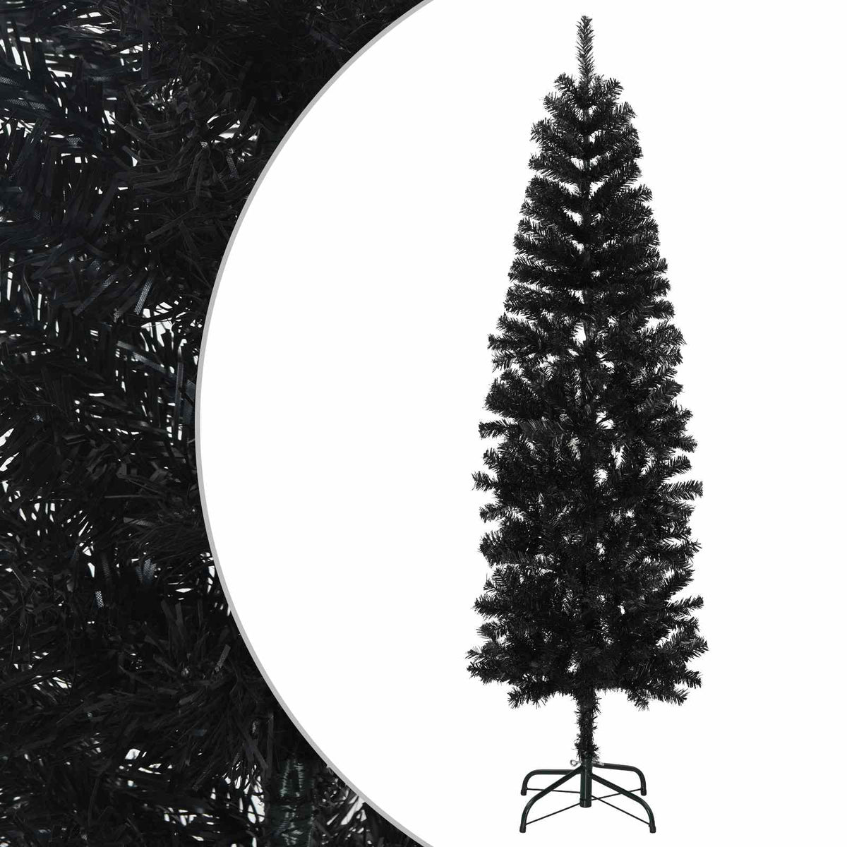 vidaXL Artificial Slim Christmas Tree 210 cm PVC and Steel Black