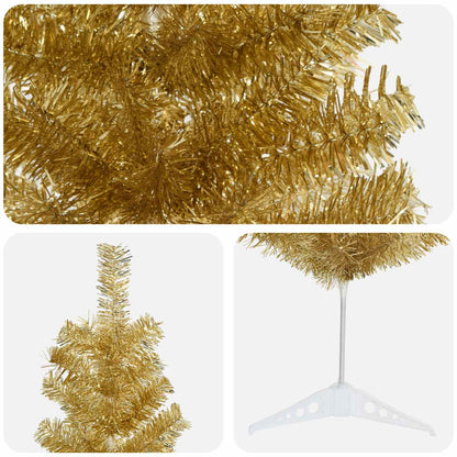 vidaXL Artificial Slim Christmas Tree 150 cm PVC and Steel Gold