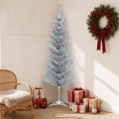 vidaXL Artificial Slim Christmas Tree 150 cm PVC and Steel Silver