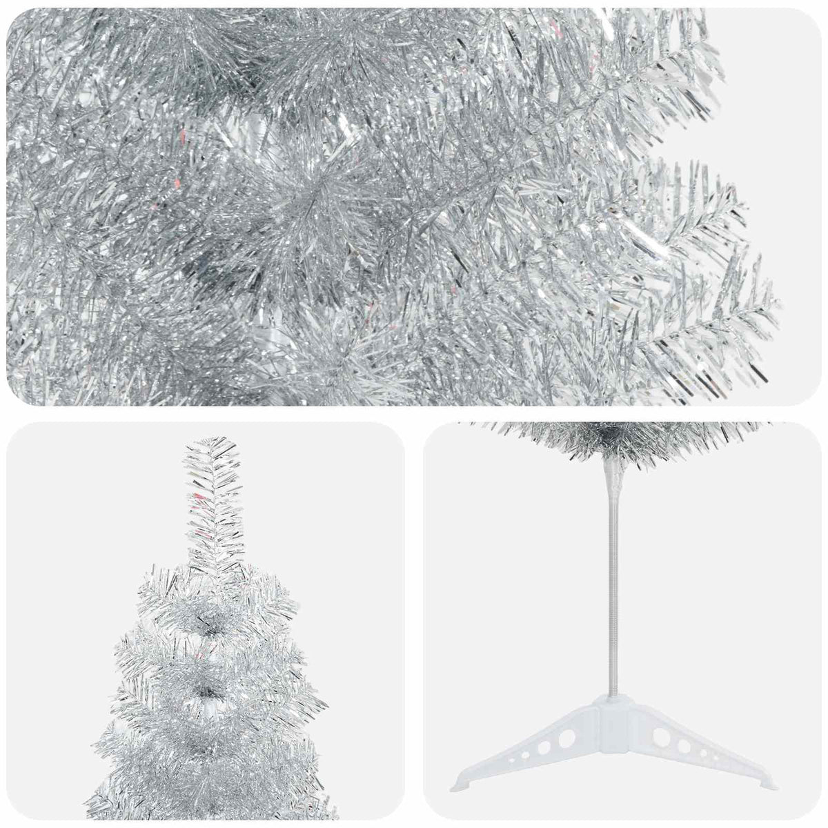 vidaXL Artificial Slim Christmas Tree 150 cm PVC and Steel Silver