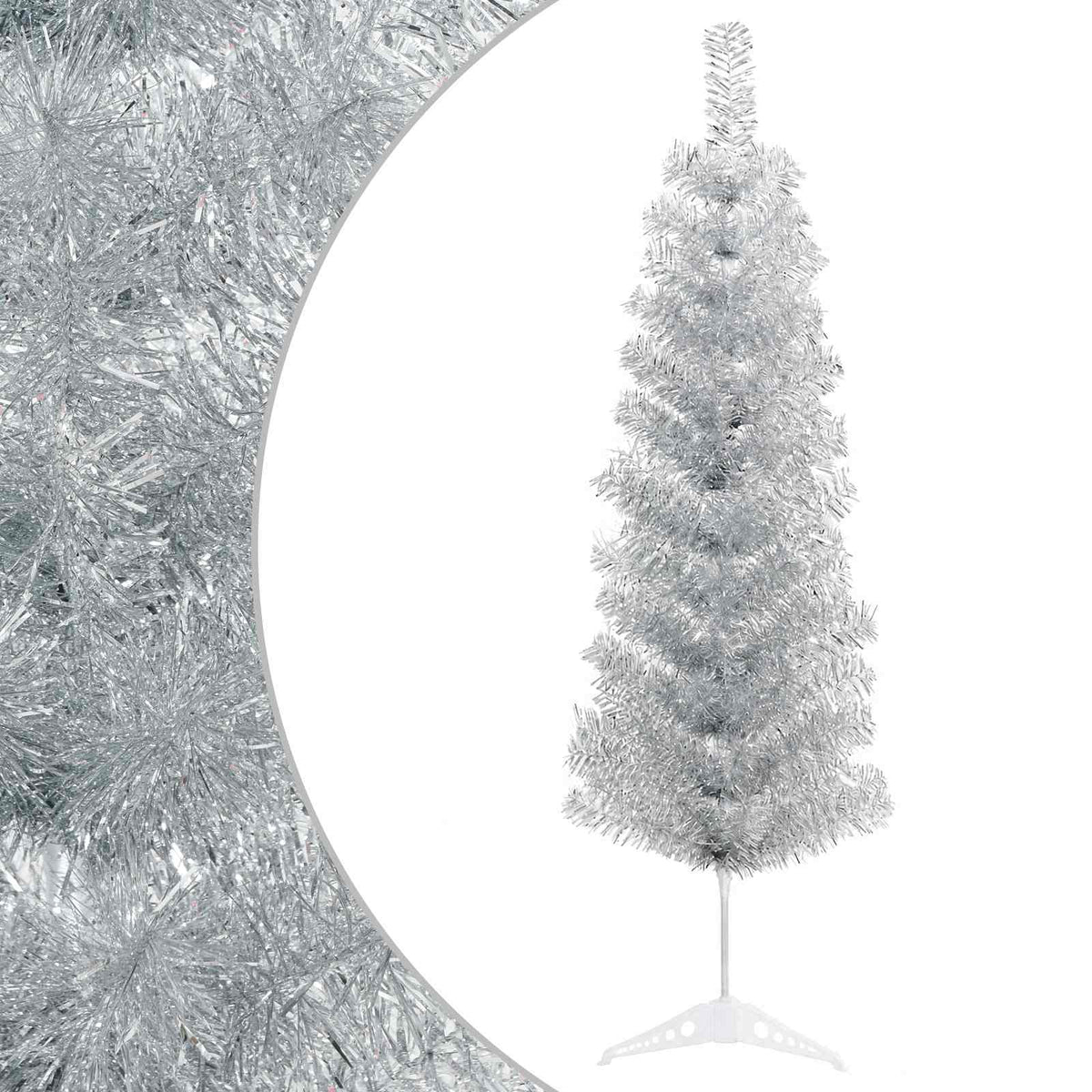 vidaXL Artificial Slim Christmas Tree 150 cm PVC and Steel Silver