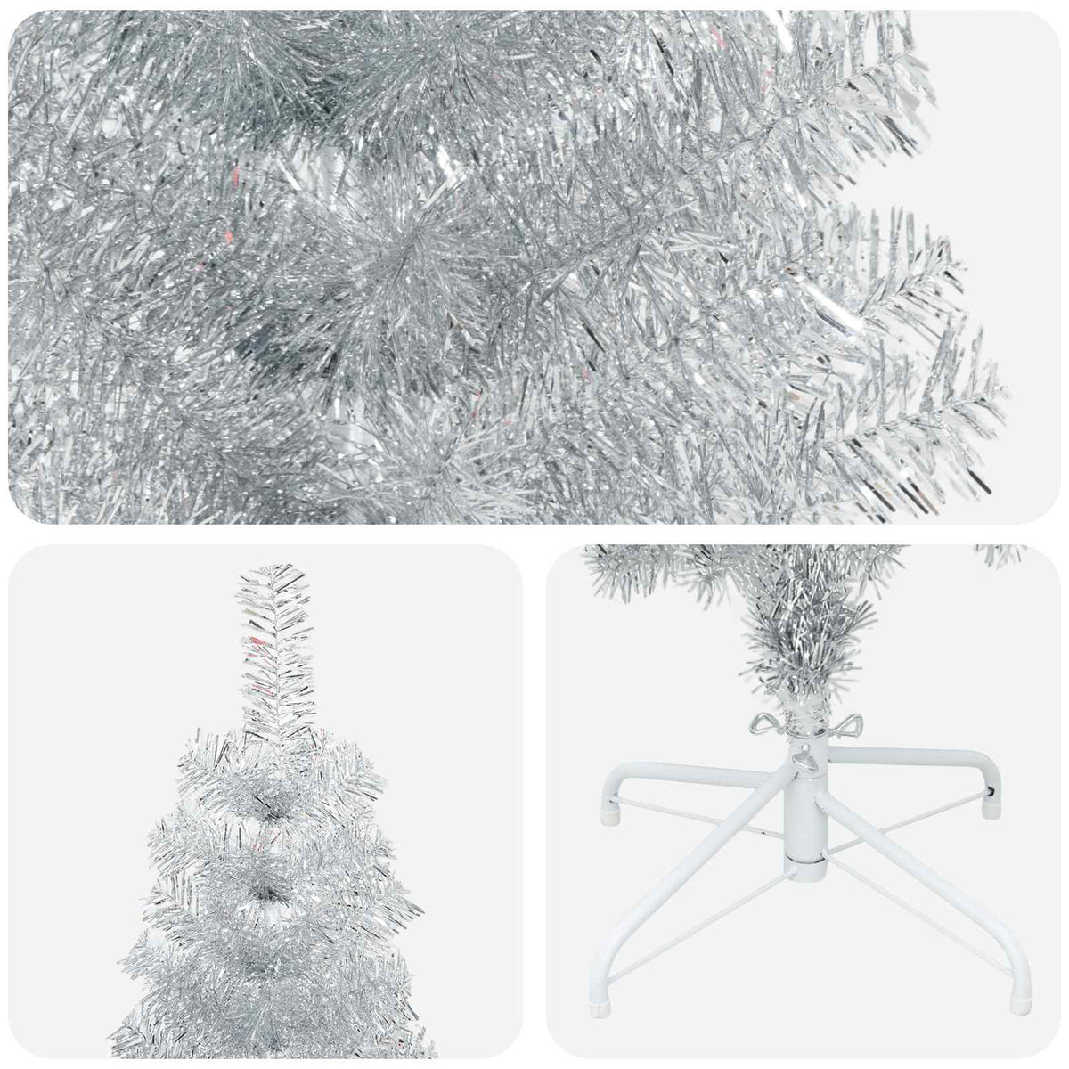 vidaXL Artificial Slim Christmas Tree 180 cm PVC and Steel Silver