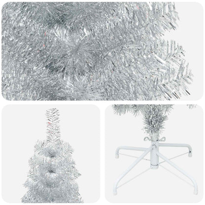 vidaXL Artificial Slim Christmas Tree 240 cm PVC and Steel Silver