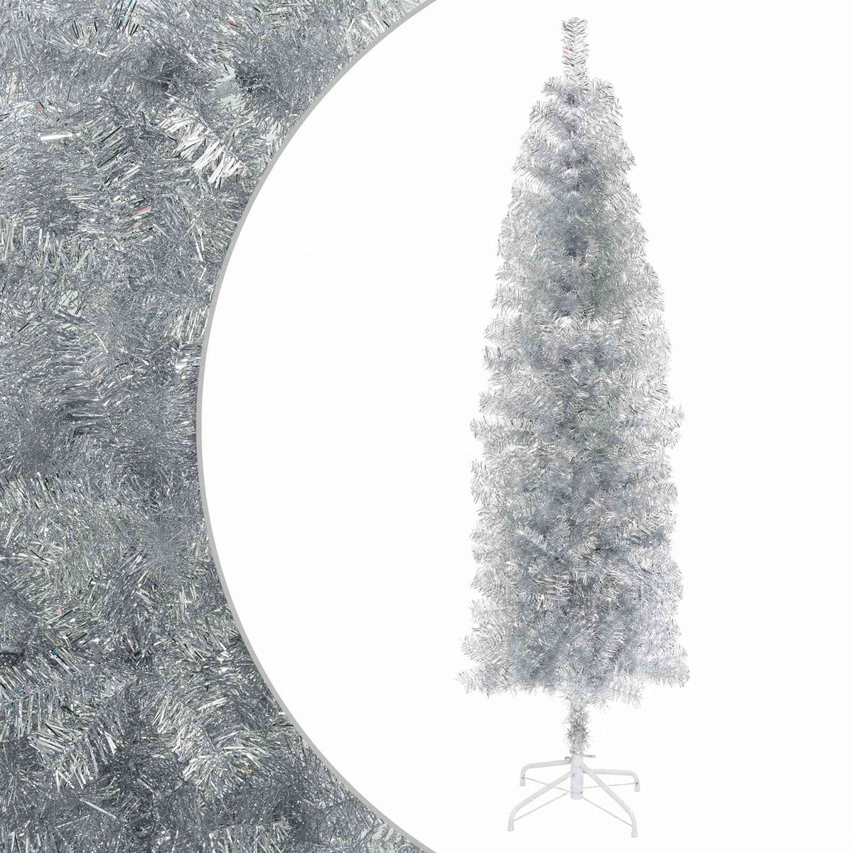 vidaXL Artificial Slim Christmas Tree 240 cm PVC and Steel Silver