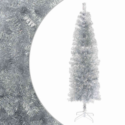 vidaXL Artificial Slim Christmas Tree 240 cm PVC and Steel Silver