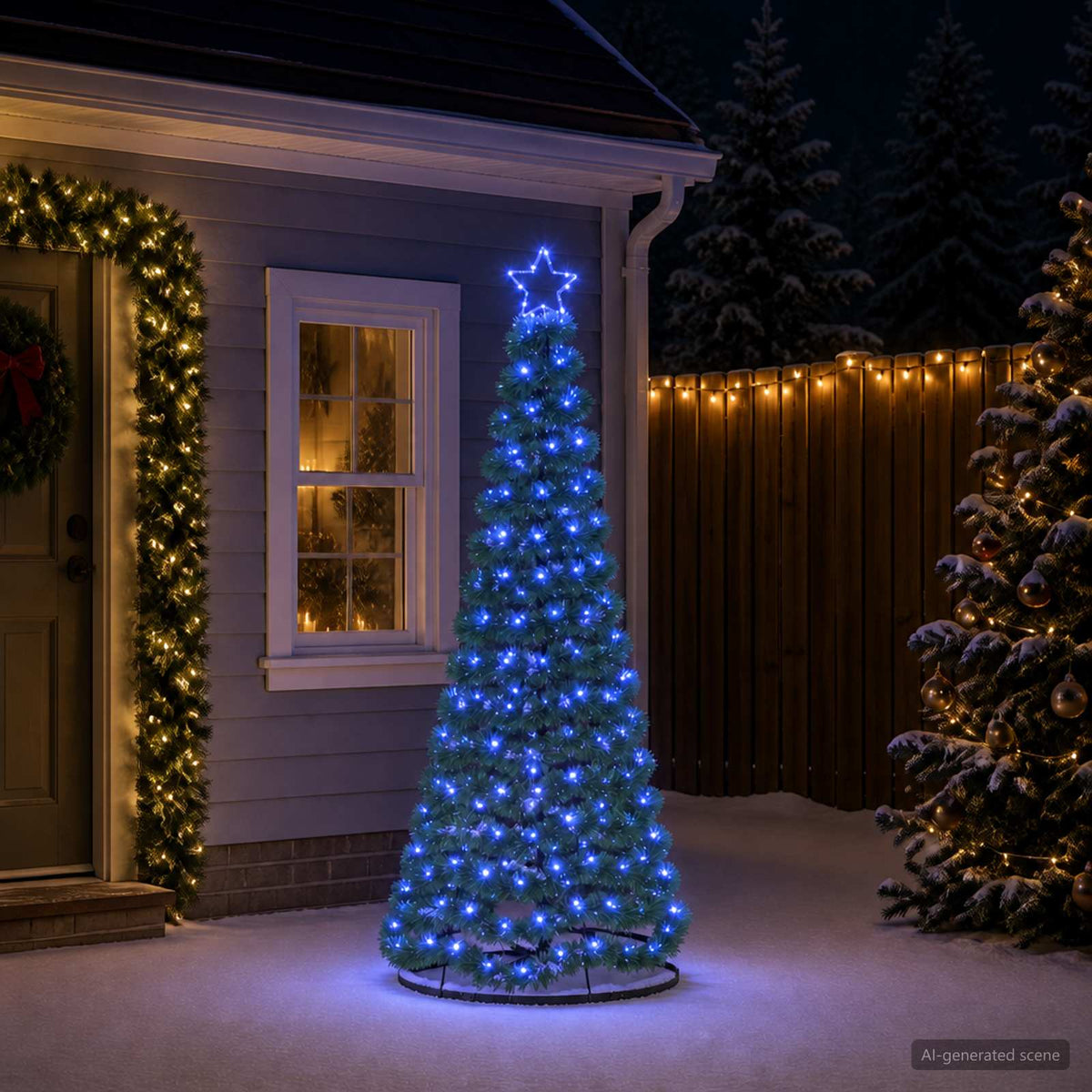 vidaXL LED Tinsel Christmas Tree with Base EKENAS 180 cm 220 LEDs Blue