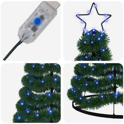 vidaXL LED Tinsel Christmas Tree with Base EKENAS 180 cm 220 LEDs Blue