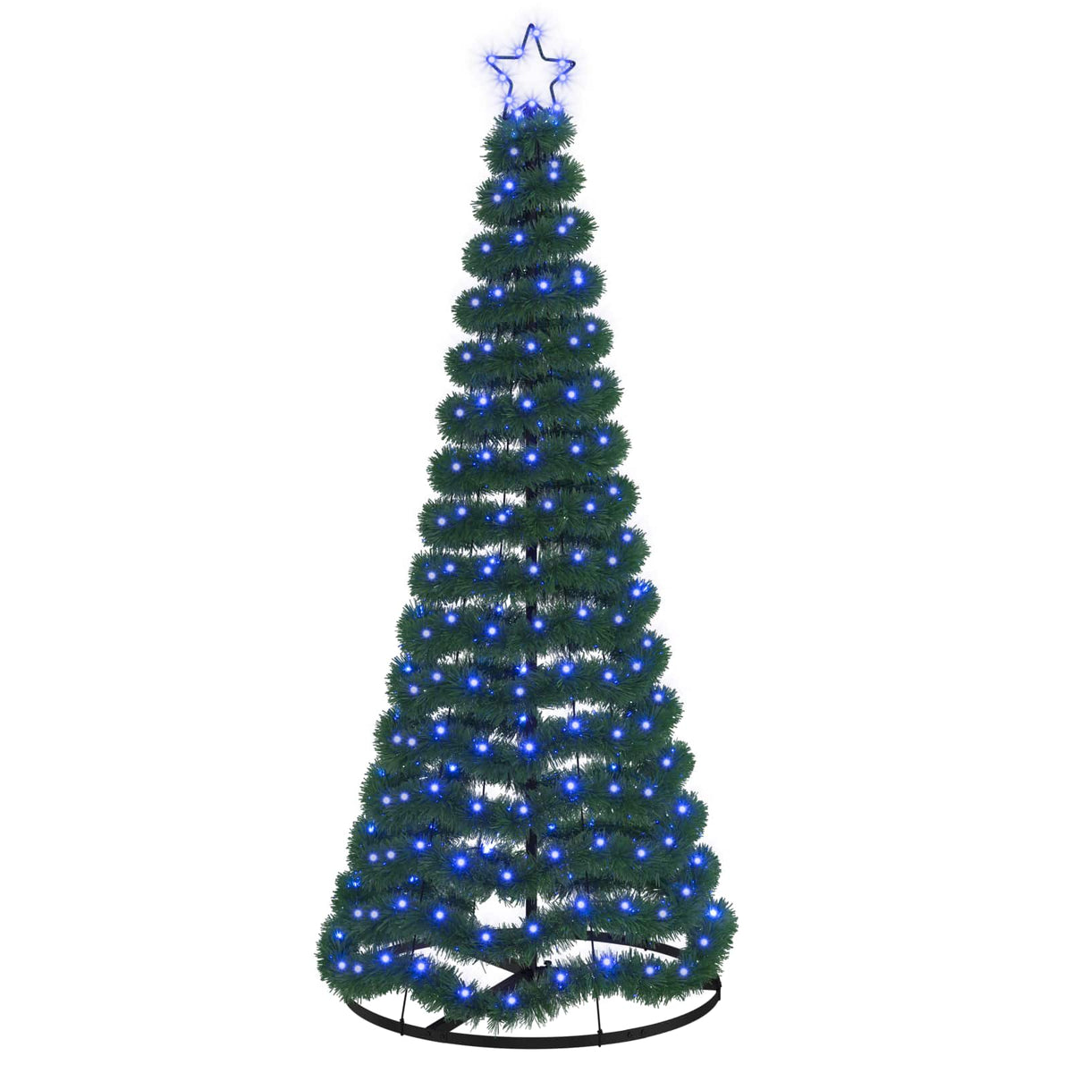 vidaXL LED Tinsel Christmas Tree with Base EKENAS 180 cm 220 LEDs Blue