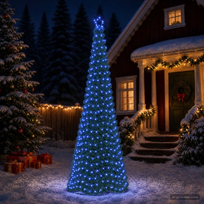 vidaXL LED Tinsel Christmas Tree with Base EKENAS 300 cm 475 LEDs Blue