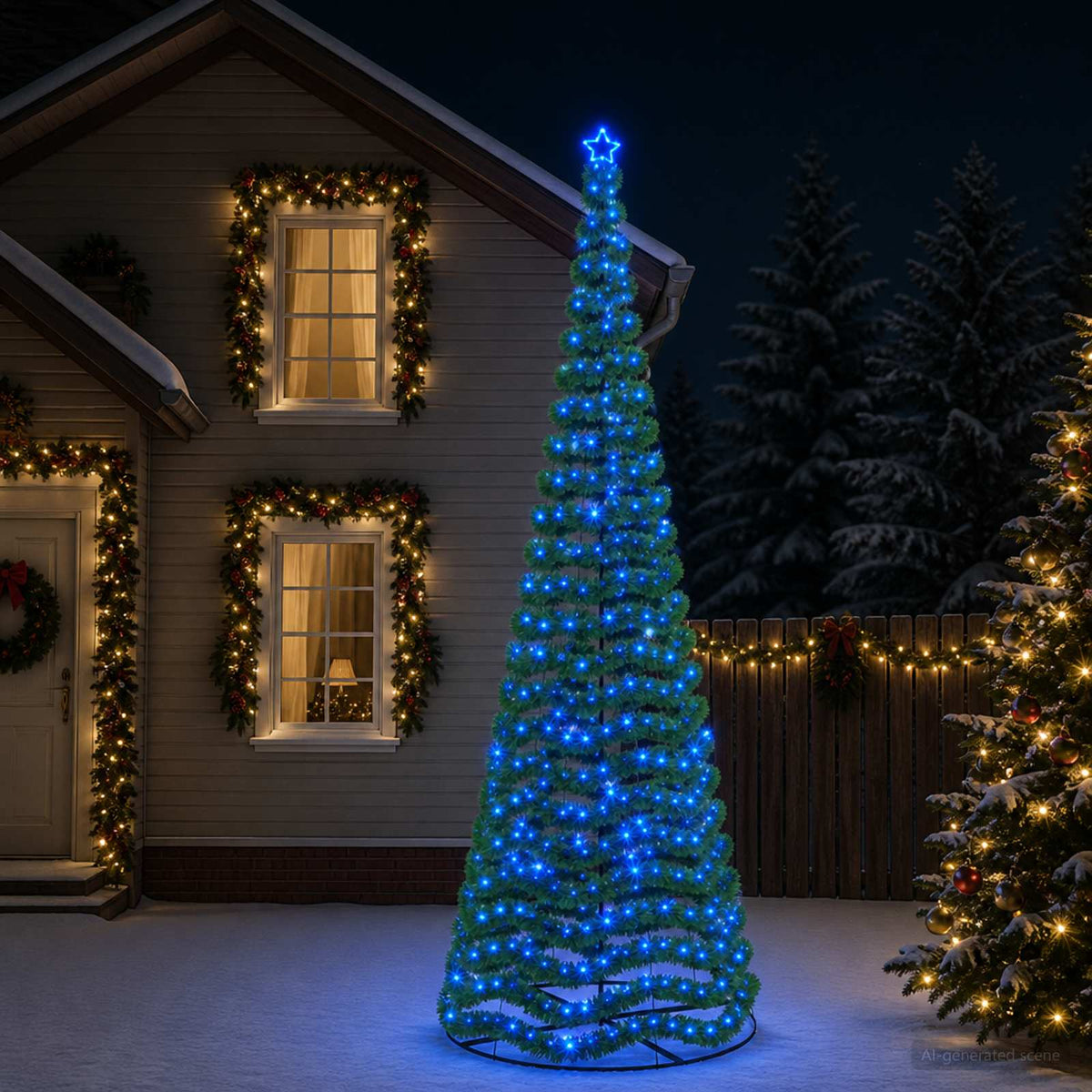 vidaXL LED Tinsel Christmas Tree with Base EKENAS 400 cm 588 LEDs Blue