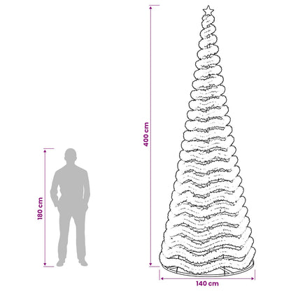 vidaXL LED Tinsel Christmas Tree with Base EKENAS 400 cm 588 LEDs Blue
