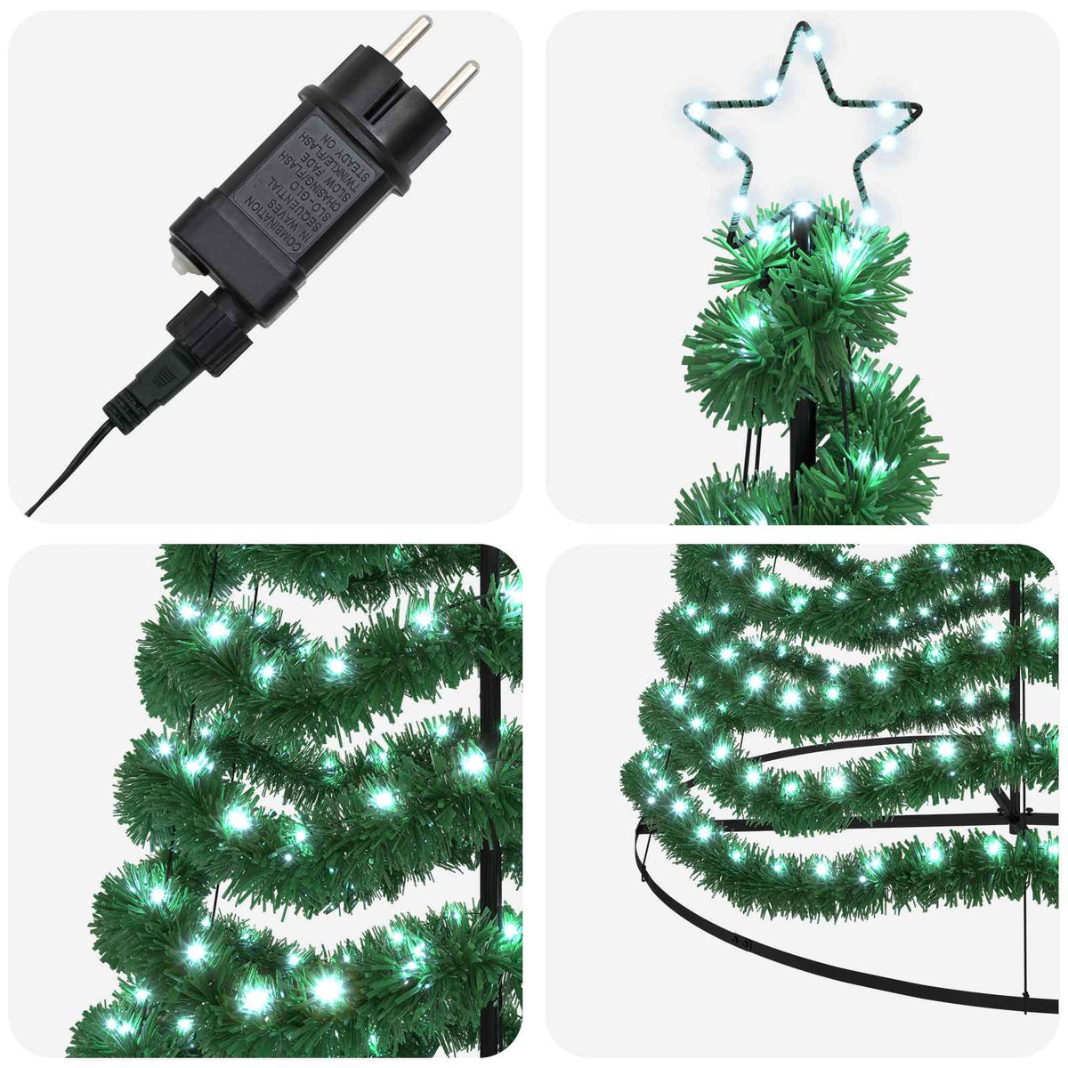 vidaXL LED Tinsel Christmas Tree with Base EKENAS 500 cm 868 LEDs