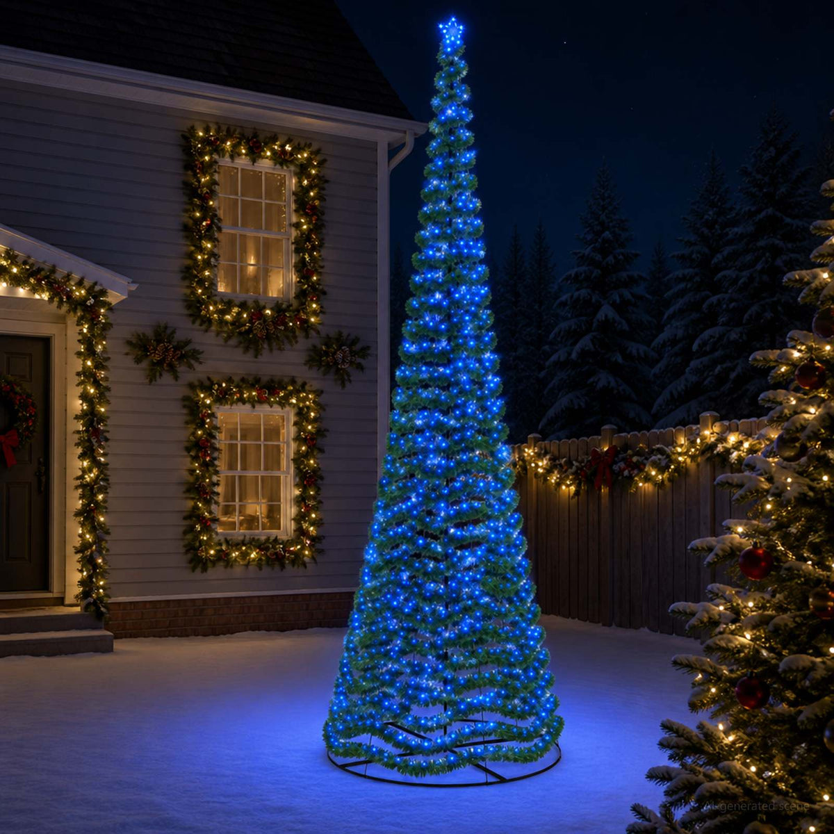 vidaXL LED Tinsel Christmas Tree with Base EKENAS 500 cm 868 LEDs Blue