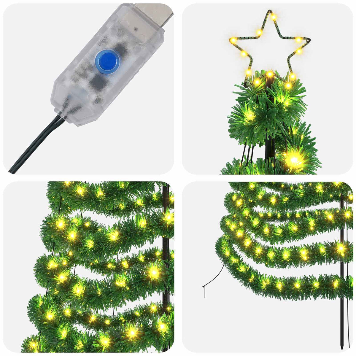 vidaXL LED Tinsel Christmas Tree with Spike EKENAS 180 cm 220 LEDs