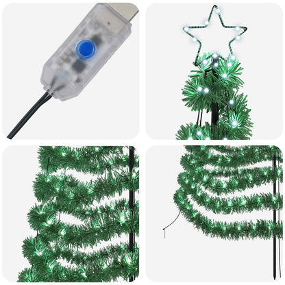 vidaXL LED Tinsel Christmas Tree with Spike EKENAS 180 cm 220 LEDs