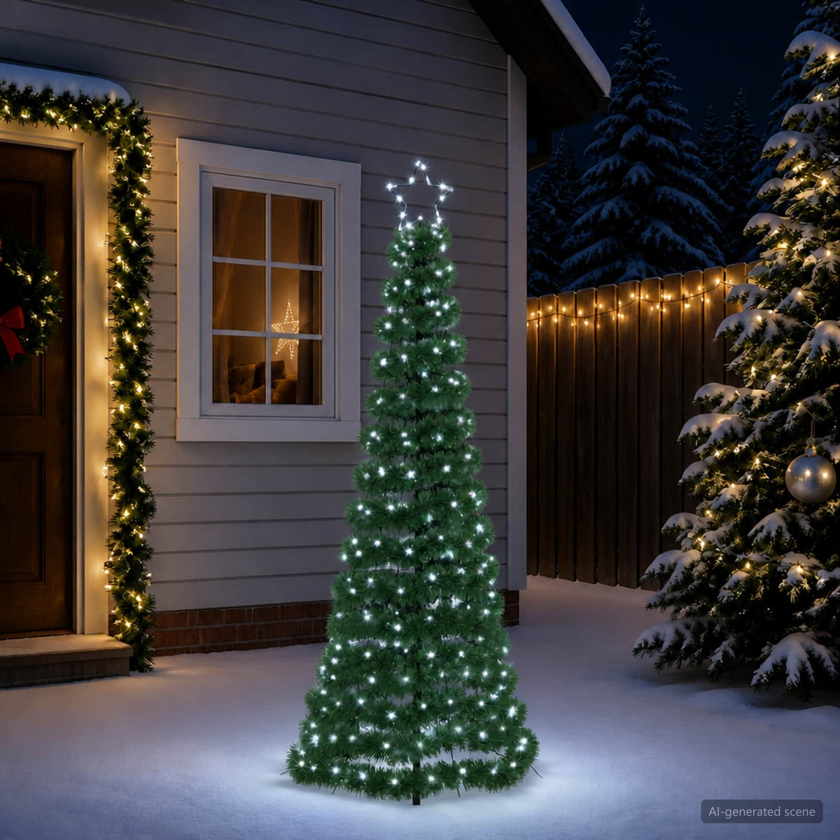 vidaXL LED Tinsel Christmas Tree with Spike EKENAS 180 cm 220 LEDs