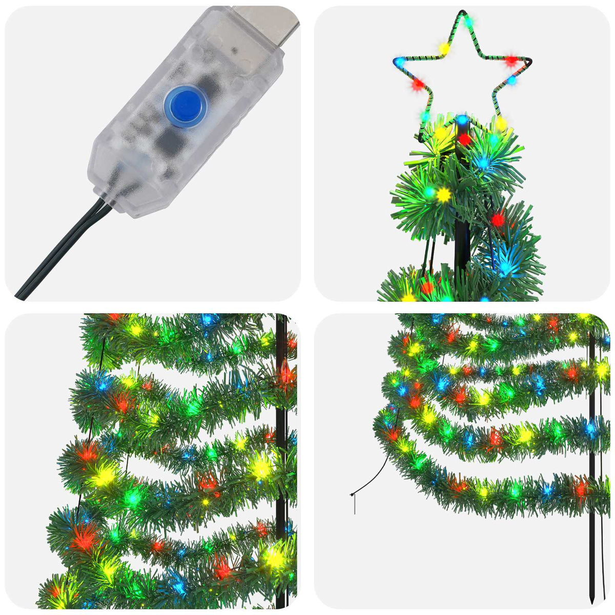vidaXL LED Tinsel Christmas Tree with Spike EKENAS 180 cm 220 LEDs