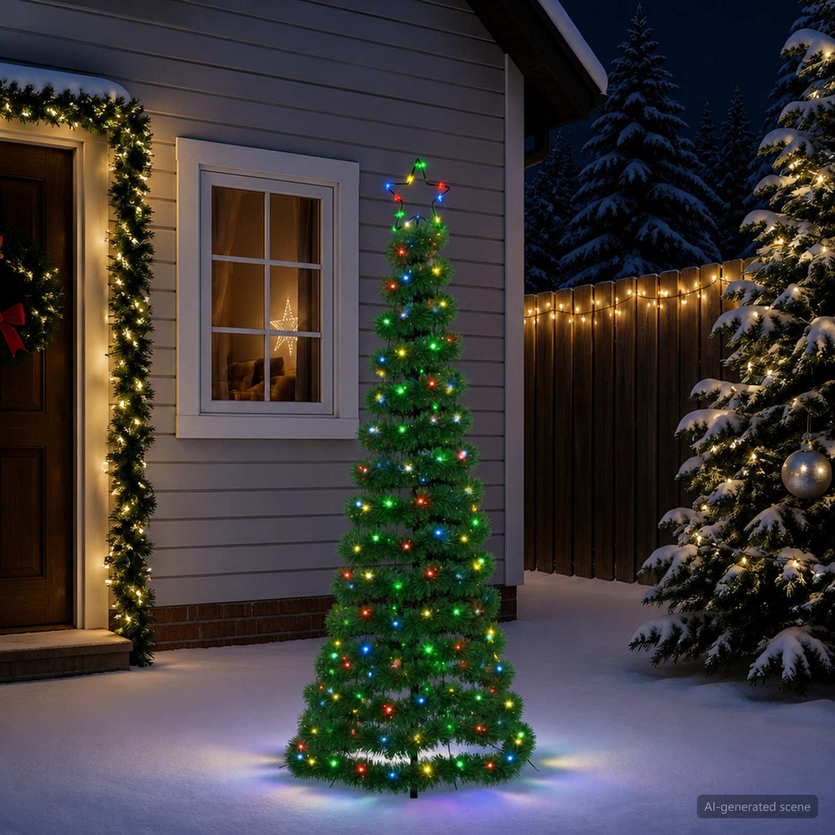 vidaXL LED Tinsel Christmas Tree with Spike EKENAS 180 cm 220 LEDs