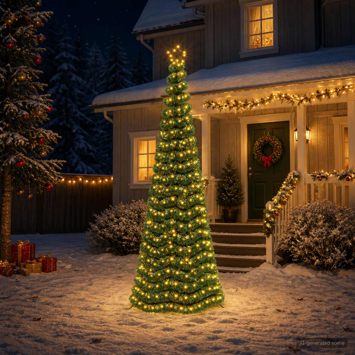 vidaXL LED Tinsel Christmas Tree with Spike EKENAS 250 cm 370 LEDs