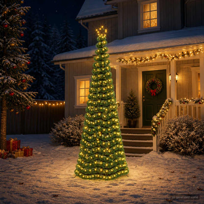 vidaXL LED Tinsel Christmas Tree with Spike EKENAS 250 cm 370 LEDs