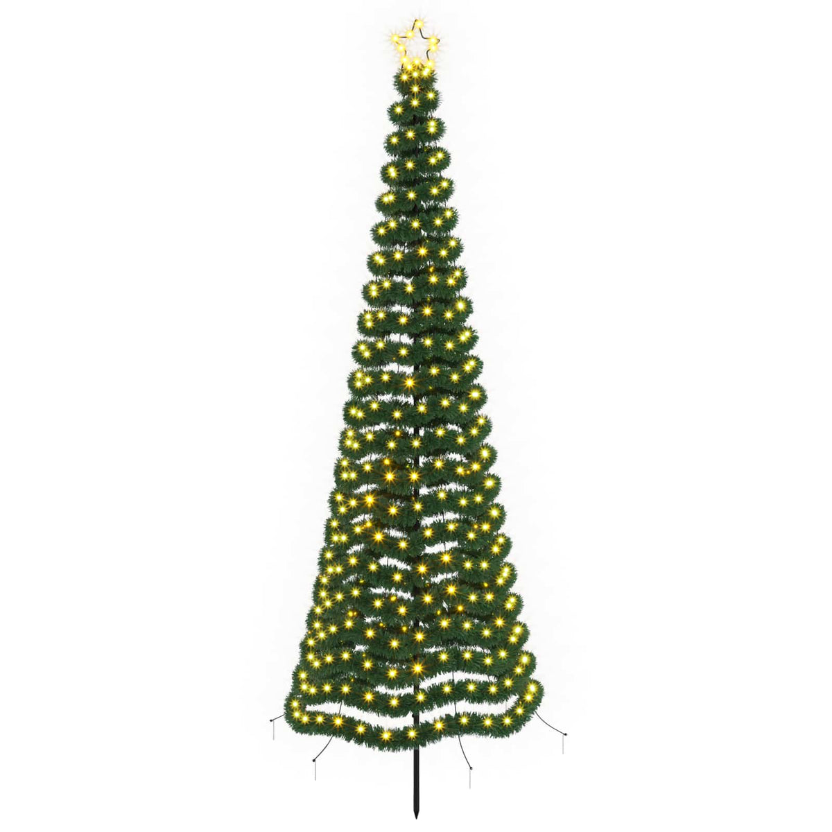 vidaXL LED Tinsel Christmas Tree with Spike EKENAS 250 cm 370 LEDs