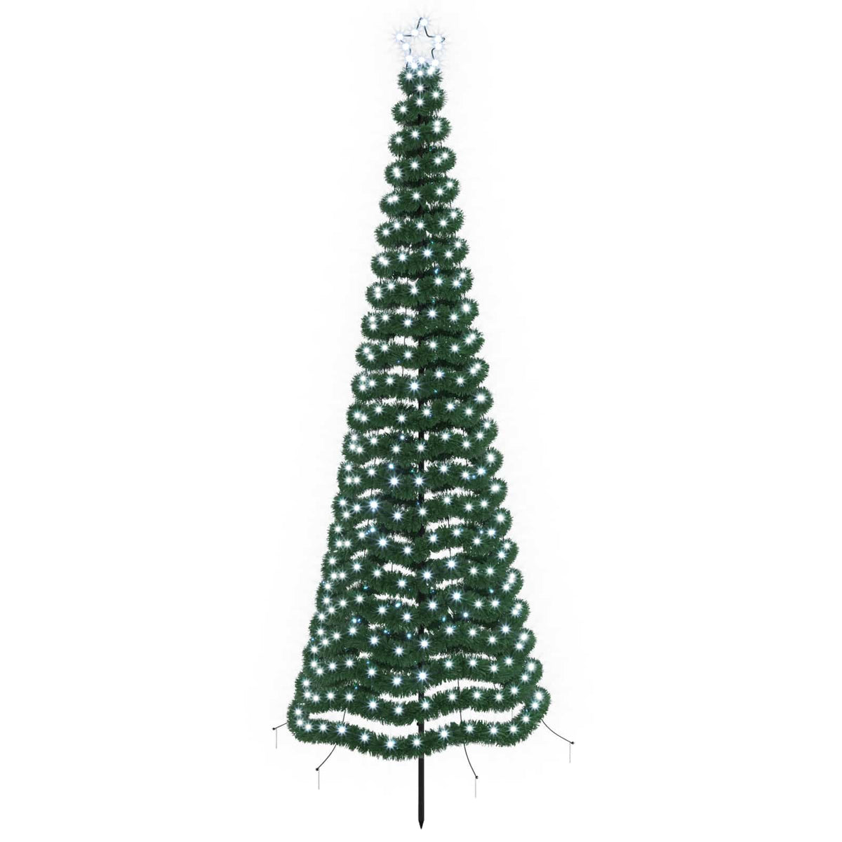 vidaXL LED Tinsel Christmas Tree with Spike EKENAS 250 cm 370 LEDs
